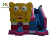 สีชมพู Spongebob บ้านปราสาทกระโดดพองกับกางเกงสี่เหลี่ยมและด้าน