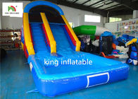 Blue Inflatable 10 สไลเดอร์น้ำพร้อมสระว่ายน้ำผ้าใบกันน้ำพีวีซีขนาด 8 * 3M