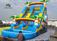 8*4m Rainbow Palm Tree Kids Water Slide With Cartoon Printing For Rent / Inflatable Wet Slide