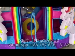 ปราสาท Infalatable Rainbow Unicorn Bouncer House