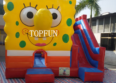 สีเหลือง 0.55 มม. พีวีซีผ้าใบกันน้ำทำให้พองปราสาทกระโดดกับ Spongebob CE