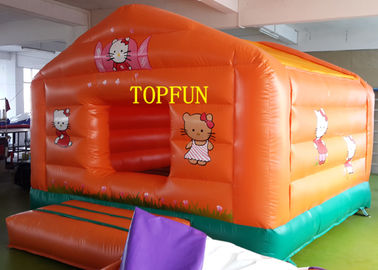 จักรเย็บผ้าพีวีซีผ้าใบกันน้ำคู่ปราสาทกระโดดพอง Hello Kitty