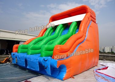 6 * 6 m Kids Love Double Lane สไลด์น้ำทำให้พองสำหรับสนามเด็กเล่นกลางแจ้ง