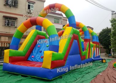 12 ม. รุ้งสีสันเกม Inflatable Inflatable อุปสรรคผ่านหลักสูตร PVC