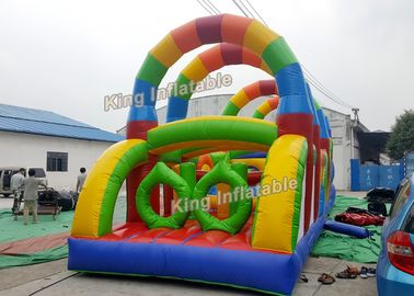 12 ม. รุ้งสีสันเกม Inflatable Inflatable อุปสรรคผ่านหลักสูตร PVC