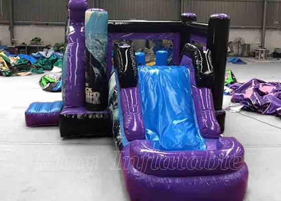 Batman Combo Bouncer เป่าลมสีน้ำเงินพร้อมสไลด์ Bouncy Castle Bounce House ให้เช่า