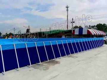 สวนน้ำทำให้พองในเชิงพาณิชย์ผ้าใบกันน้ำพีวีซี 0.9 มม. Blow Up Water Park พร้อมสระว่ายน้ำบนพื้นดิน