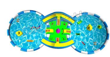 เกมกลางแจ้งสวนน้ำสนามหลังบ้านที่มีสีสันทำให้พองได้ด้วยสองสไลด์ / สระน้ำ