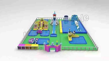เพลโต PVC ผ้าใบกันน้ำที่น่าสนใจสวนน้ำทำให้พองพร้อมปีนเขา / สไลเดอ