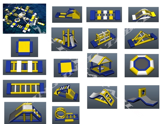 อุปกรณ์ปาร์คน้ําทะเลลอยแบบอัดลม ปาร์คน้ําทะเลของเล่นน้ําขนาดใหญ่