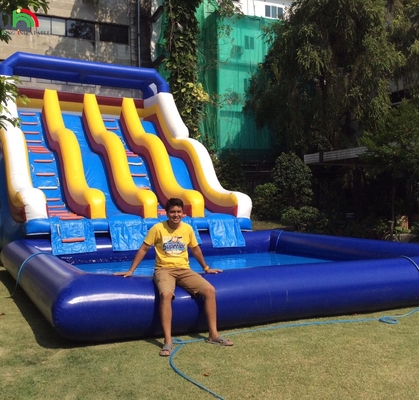 สไลด์แห้งอัดลม Outdoor Bouncy สไลด์น้ําอัดลมสําหรับสระว่ายน้ํา สไลด์อัดลมสําหรับสวนน้ํา