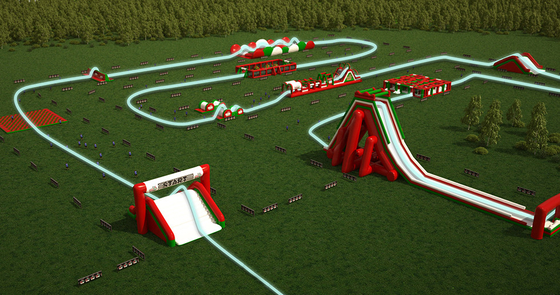 PVC Tarpaulin 5k โครงการอุปสรรคแบบอัดลม คอมโบ สไลด์ขนาดใหญ่ อินเตอร์เอคทีฟ Adult Inflatable Obstacle