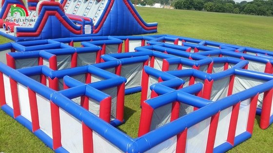 PVC Tarpaulin 5k โครงการอุปสรรคแบบอัดลม คอมโบ สไลด์ขนาดใหญ่ อินเตอร์เอคทีฟ Adult Inflatable Obstacle