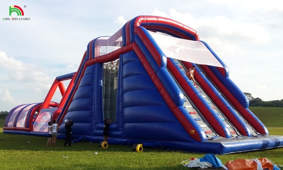 PVC Tarpaulin 5k โครงการอุปสรรคแบบอัดลม คอมโบ สไลด์ขนาดใหญ่ อินเตอร์เอคทีฟ Adult Inflatable Obstacle