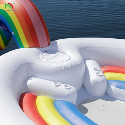 6 คน ลมพัดลม Unicorn น้ํา Mount ทะเล ทะเล สระว่ายน้ํา Float น้ําของเล่น Giant Unicorn ลมพัดลม นอนลอยสําหรับปาร์ตี้น้ํา