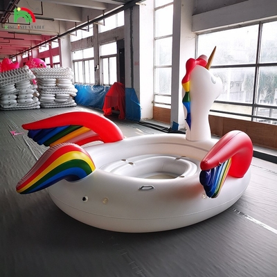 6 คน ลมพัดลม Unicorn น้ํา Mount ทะเล ทะเล สระว่ายน้ํา Float น้ําของเล่น Giant Unicorn ลมพัดลม นอนลอยสําหรับปาร์ตี้น้ํา