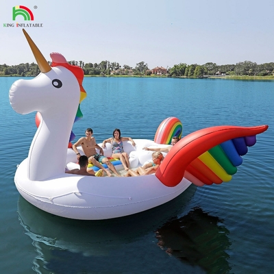 6 คน ลมพัดลม Unicorn น้ํา Mount ทะเล ทะเล สระว่ายน้ํา Float น้ําของเล่น Giant Unicorn ลมพัดลม นอนลอยสําหรับปาร์ตี้น้ํา