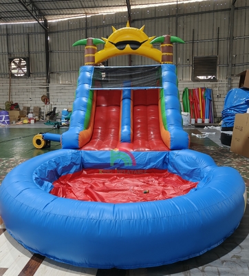 ผู้ใหญ่ เด็กน้ําสไลด์ เกรดพาณิชย์ PVC ครบสองเลนน้ําสไลด์ inflatable กับสระว่ายน้ําน้ํากระจายอากาศ
