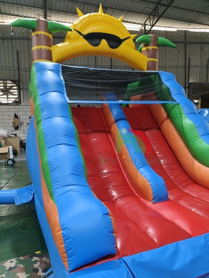 ผู้ใหญ่ เด็กน้ําสไลด์ เกรดพาณิชย์ PVC ครบสองเลนน้ําสไลด์ inflatable กับสระว่ายน้ําน้ํากระจายอากาศ
