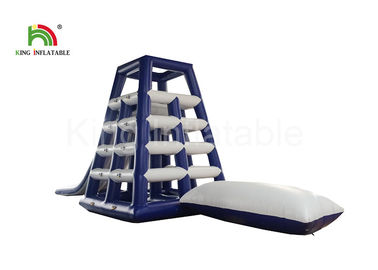 3.7 * 3.7 * 4.8m สวนน้ำ / กีฬากลางแจ้ง Blue Blow Up Tower ของเล่นน้ำพร้อมสไลด์