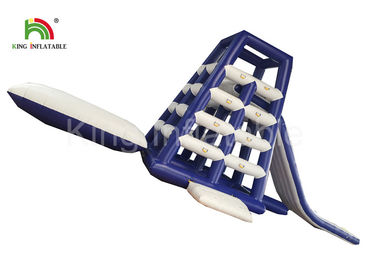 3.7 * 3.7 * 4.8m สวนน้ำ / กีฬากลางแจ้ง Blue Blow Up Tower ของเล่นน้ำพร้อมสไลด์