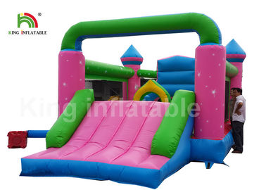 PVC ทนทานสีชมพูเจ้าหญิงพองพาณิชย์บ้านตีกลับสำหรับเด็กกิจกรรมกลางแจ้ง
