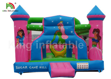 PVC ทนทานสีชมพูเจ้าหญิงพองพาณิชย์บ้านตีกลับสำหรับเด็กกิจกรรมกลางแจ้ง