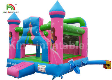 PVC ทนทานสีชมพูเจ้าหญิงพองพาณิชย์บ้านตีกลับสำหรับเด็กกิจกรรมกลางแจ้ง