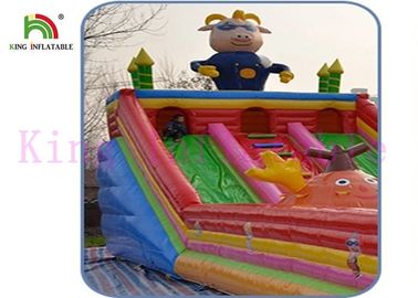 Blow Up Gbond Dry Slide / Commercial Inflatable Slide พร้อม Bouncer Play Paradise สำหรับเด็ก