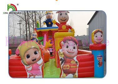 Blow Up Gbond Dry Slide / Commercial Inflatable Slide พร้อม Bouncer Play Paradise สำหรับเด็ก