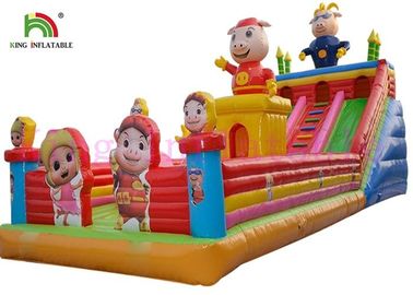 Blow Up Gbond Dry Slide / Commercial Inflatable Slide พร้อม Bouncer Play Paradise สำหรับเด็ก