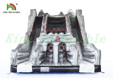 Gray Double Lanes Inflatable Dry Slide หินปีนหน้าผาไม่เกินหน้าผาเพื่อความสนุก