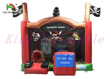 พีวีซีสีแดงสีเขียวโจรสลัดระเบิดปราสาท Bouncy กับบ้านกันน้ำที่ทนทานอุปสรรค