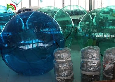 ลูกบอลเดินน้ำใสสีเขียวหรือน้ำเงินลูกบอลน้ำทำให้พองโดย PVC / PTU