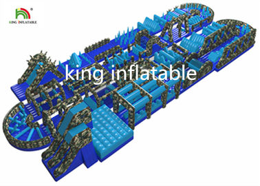 หลักสูตรอุปสรรคทำให้พองยักษ์สีน้ำเงิน / PVC Outdoor Blow Up Ostacle Course สำหรับผู้ใหญ่