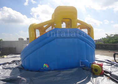 สีเหลืองพองสระว่ายน้ำสไลด์สำหรับสระว่ายน้ำพื้น 8 * 6 * 6 เมตร CE EN14960 SGS EN71