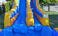 สนามหลังบ้าน 15x36ft Pvc Blue Inflatable Water Slide พร้อมสระว่ายน้ำ