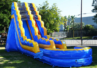 สนามหลังบ้าน 15x36ft Pvc Blue Inflatable Water Slide พร้อมสระว่ายน้ำ