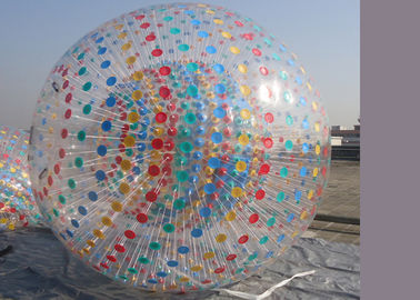 Color Dot Inflatable Zorb Ball หนูแฮมสเตอร์มนุษย์ลูกบอลกลิ้งที่มีสีสัน D-ring