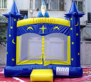 สีฟ้า 4 in 1 Inflatable Bouncer โลโก้ที่กำหนดเองและเป่าลมฟรีสำหรับเด็ก