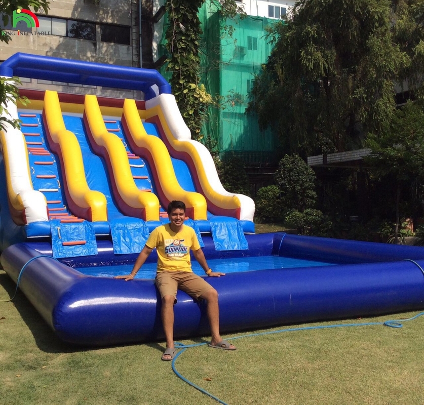 สไลด์แห้งอัดลม Outdoor Bouncy สไลด์น้ําอัดลมสําหรับสระว่ายน้ํา สไลด์อัดลมสําหรับสวนน้ํา