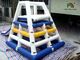 White Blue Floating Water Slide Inflatable Tower / Blow Up Water Toy For Aqua Park