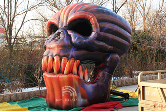 Giant Inflatable Skull ทางเข้าฮาโลวีนตกแต่ง Inflatable Devil Skeleton Skull Head สำหรับ Club Party