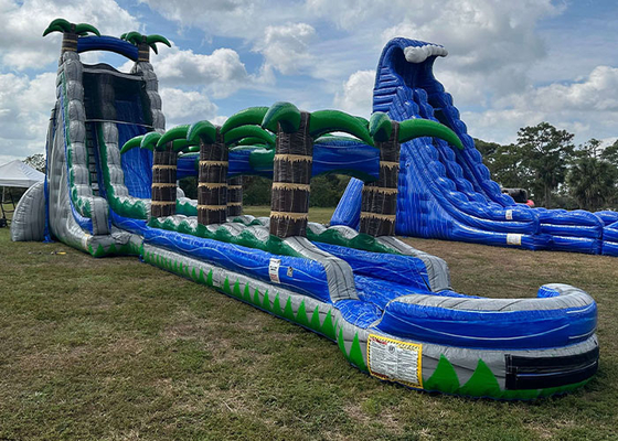 Big Kid สไลด์น้ำทำให้พองเกมกลางแจ้ง PVC Giant Double Water Slide Inflatable